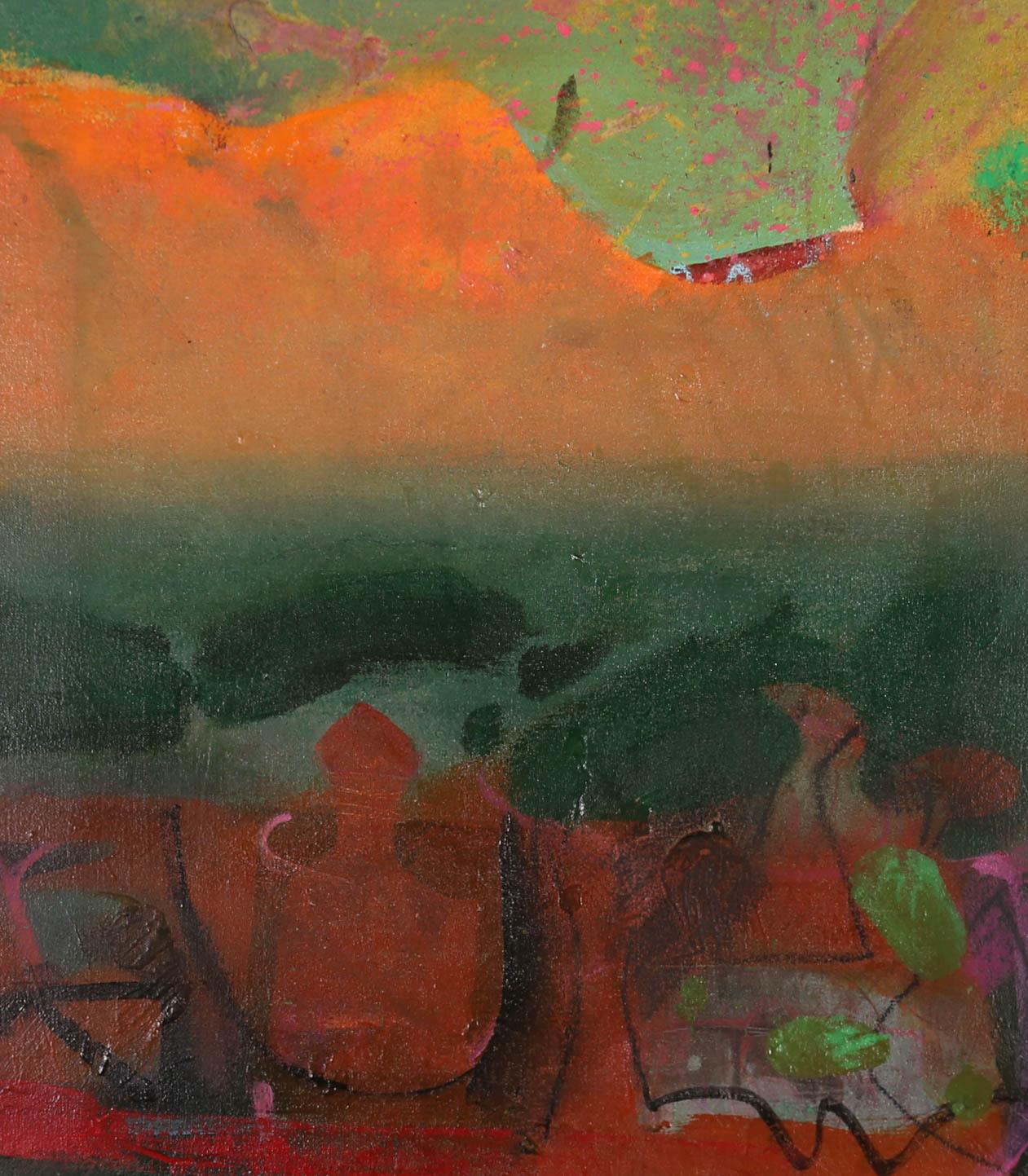 Gerry Dudgeon (b.1952) - Framed 1999 Acrylic, Orange Mountain 1