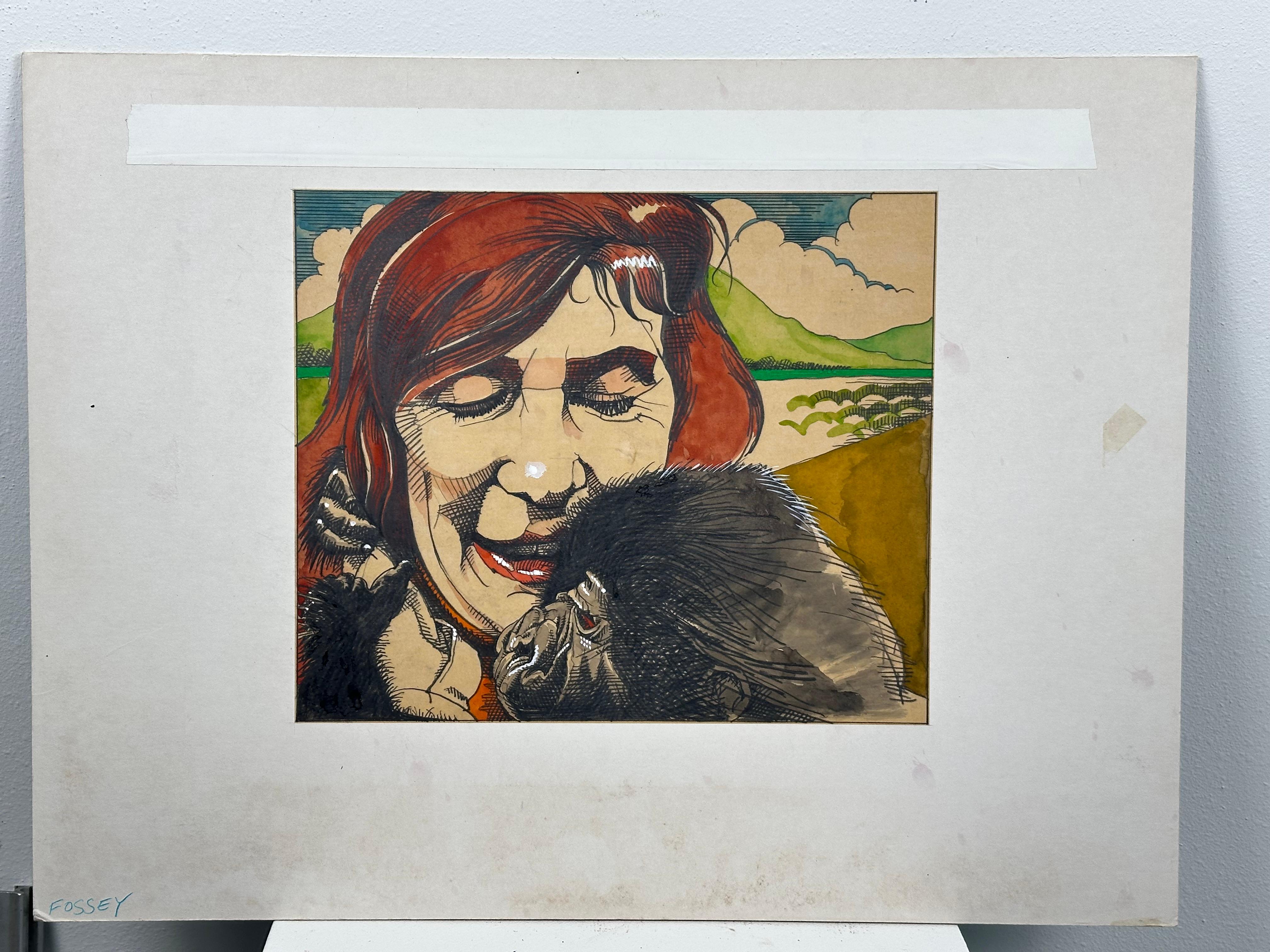 Dian Fossey Magazin Illustration Malerei – Painting von Gerry Gersten