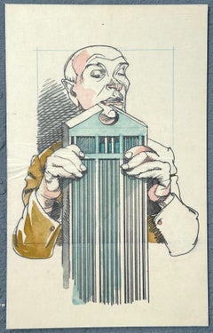 Philip Johnson AT&T Building Magazine Illustration Painting