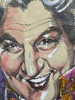 Liberace Pianist Cartoon Caricature illustration painting