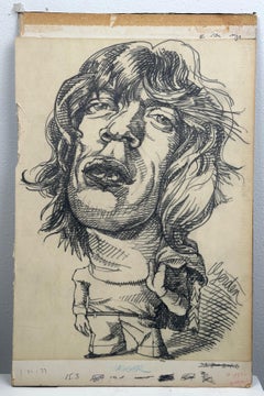 Mick Jagger 1977 Magazine Illustration portrait Drawing