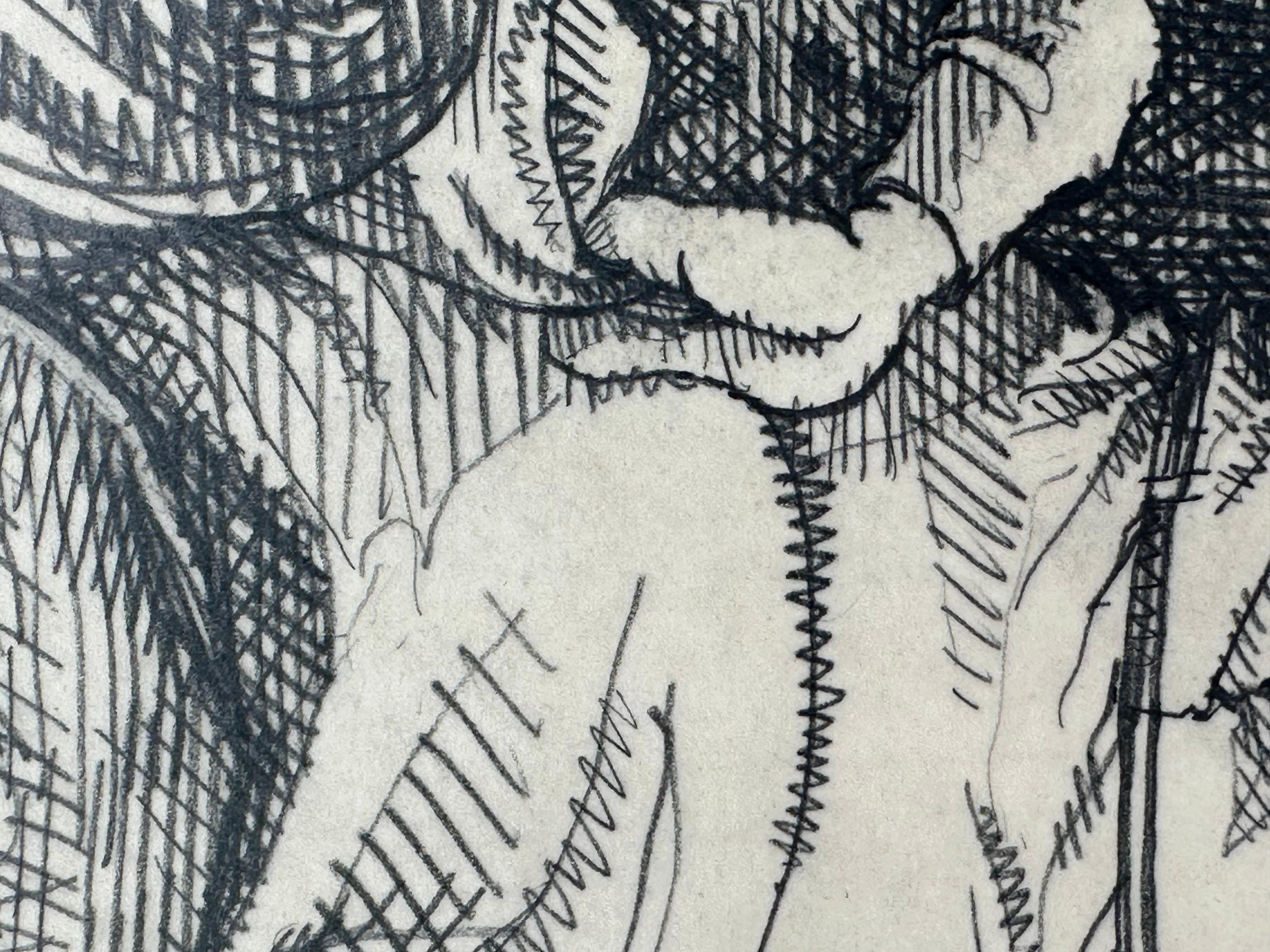 Mick Jagger 1977 Magazine Illustration portrait Dessin - Beige Figurative Art par Gerry Gersten