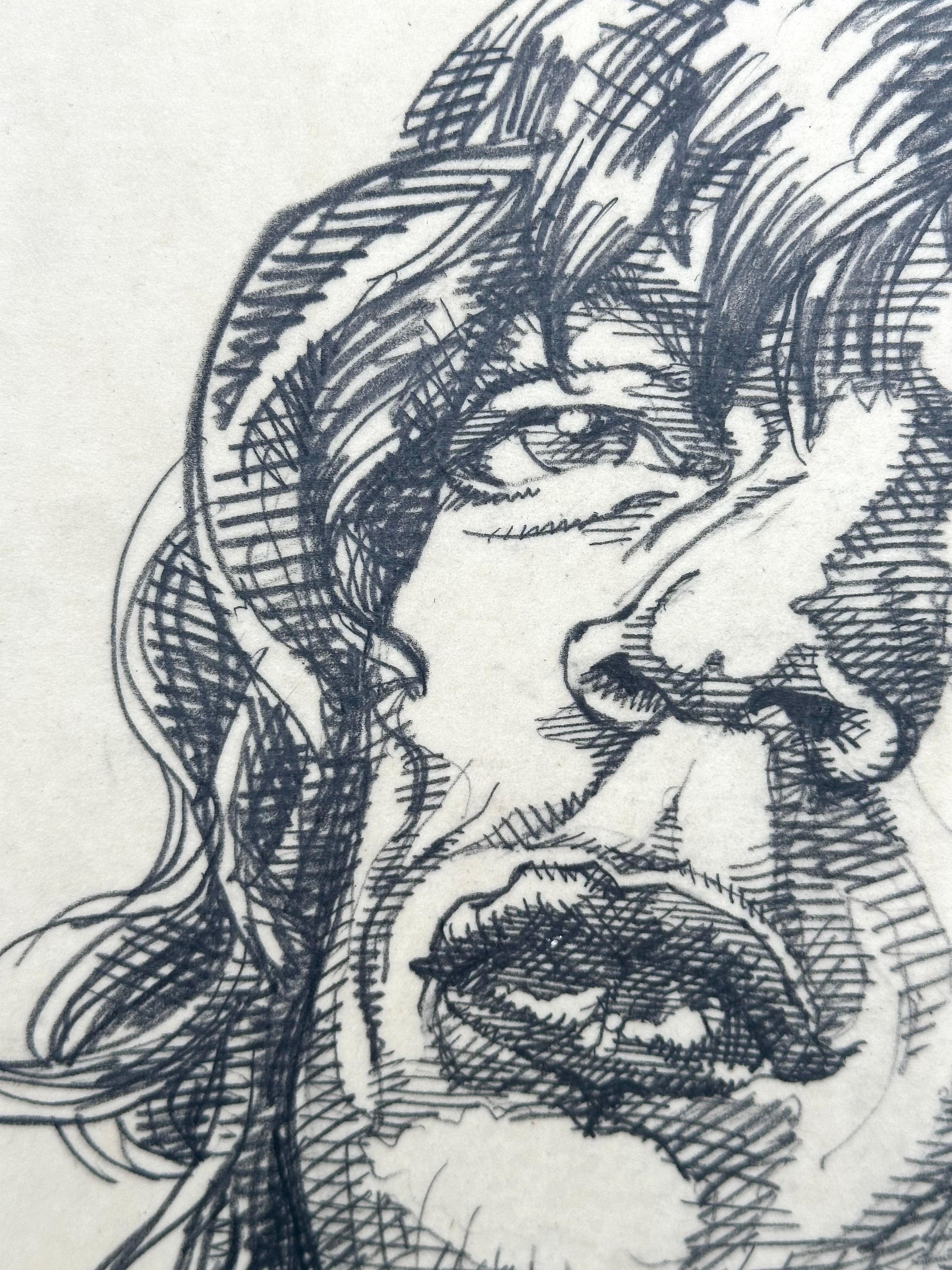 Mick Jagger 1977 Magazine Illustration portrait Dessin en vente 1