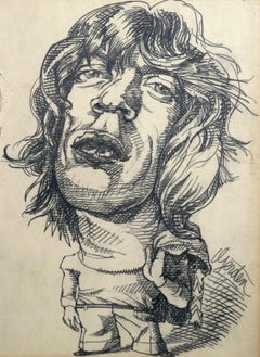 Mick Jagger 1977 Magazine Illustration portrait Drawing