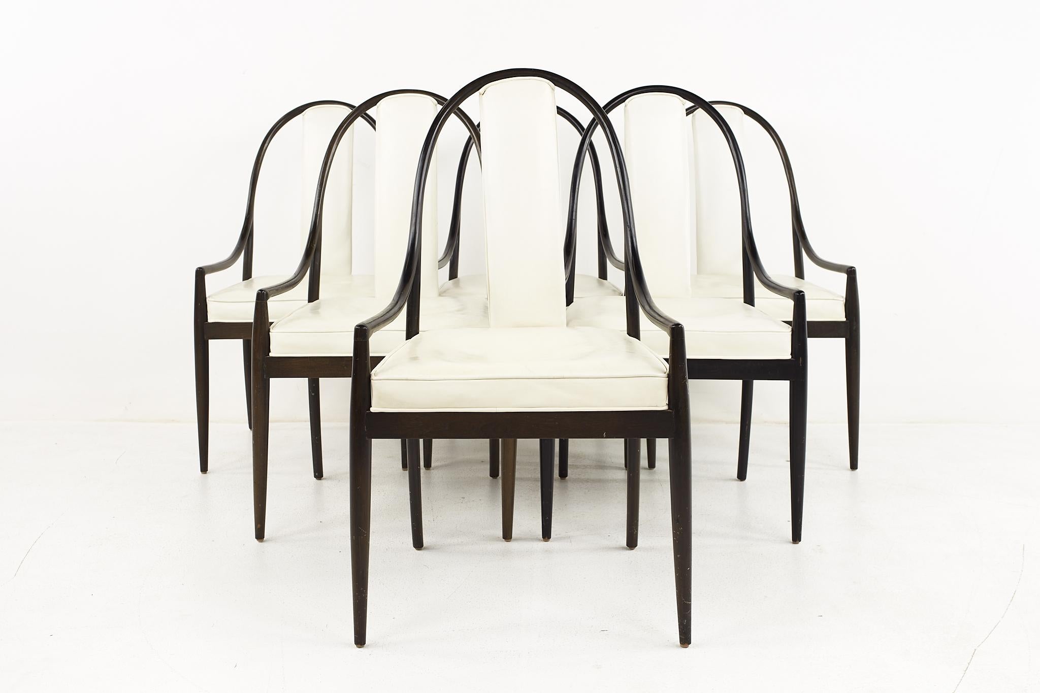 Mid-Century Modern Gerry Zanck lot de 6 chaises de salle à manger en noyer ébénisé du milieu du siècle dernier pour Gregori en vente