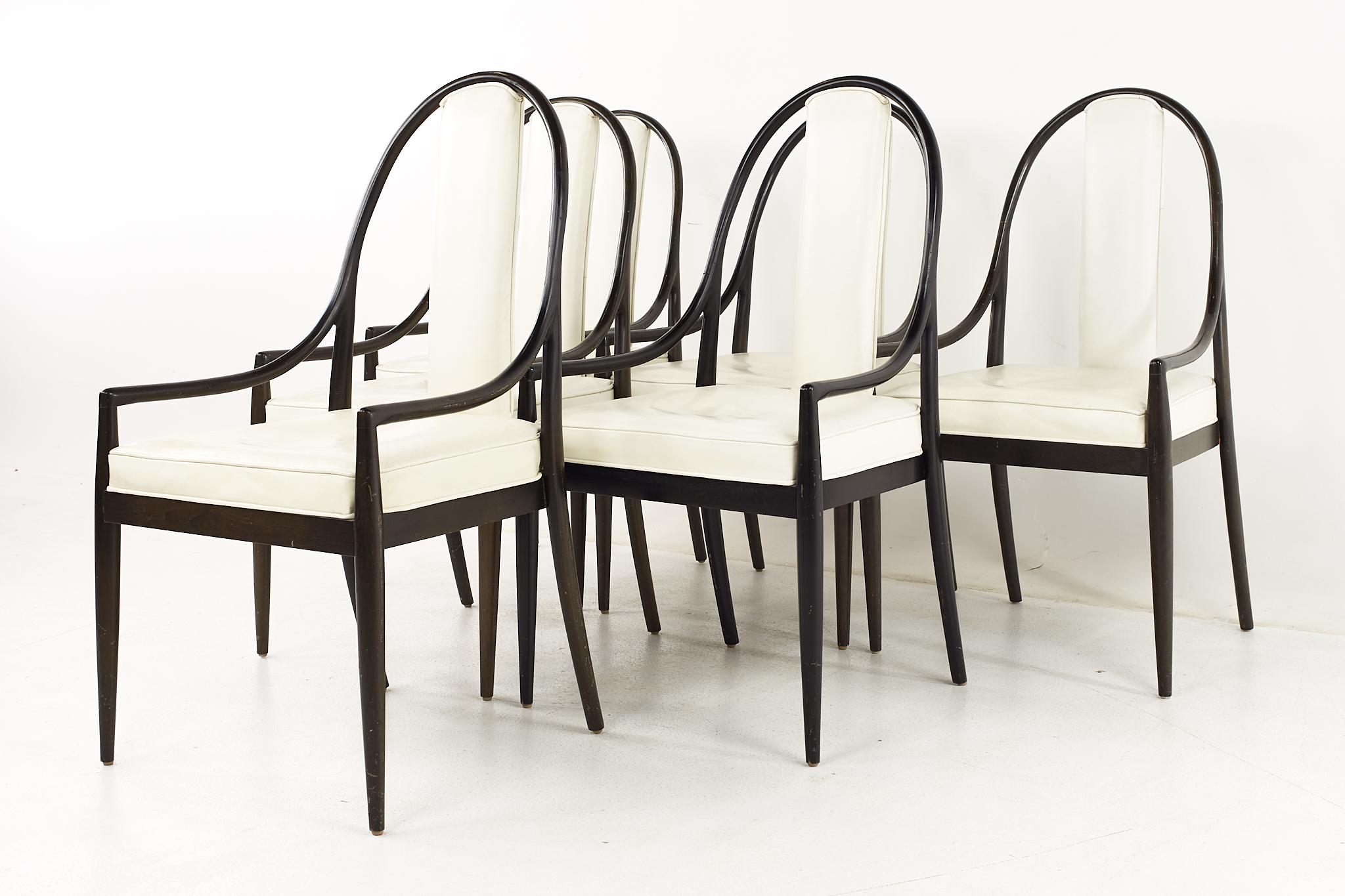 Mid-Century Modern Gerry Zanck for Gregori Mid-Century Ebonized Walnut Dining Chairs, Set of 6 For Sale