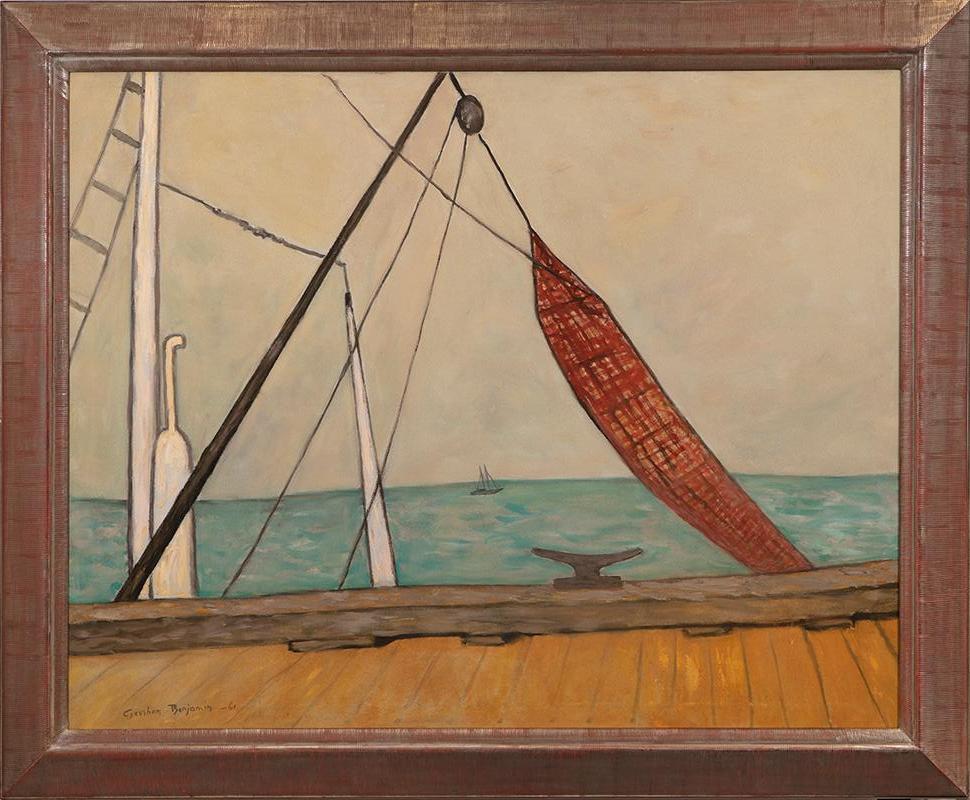 Gershon Benjamin Landscape Painting - "Fisherman's Net"