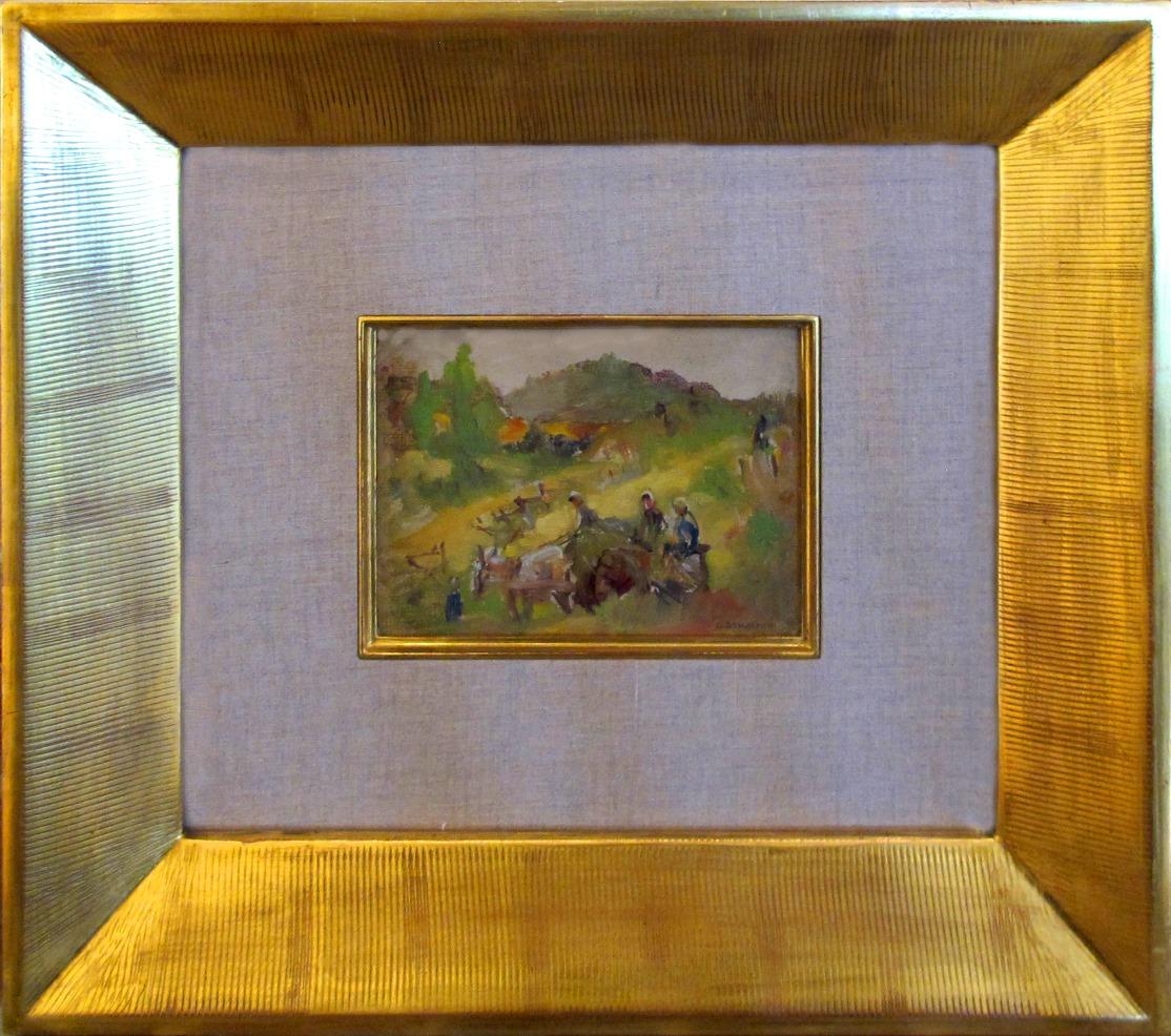Gershon Benjamin Landscape Painting - "Peddlers Cart"