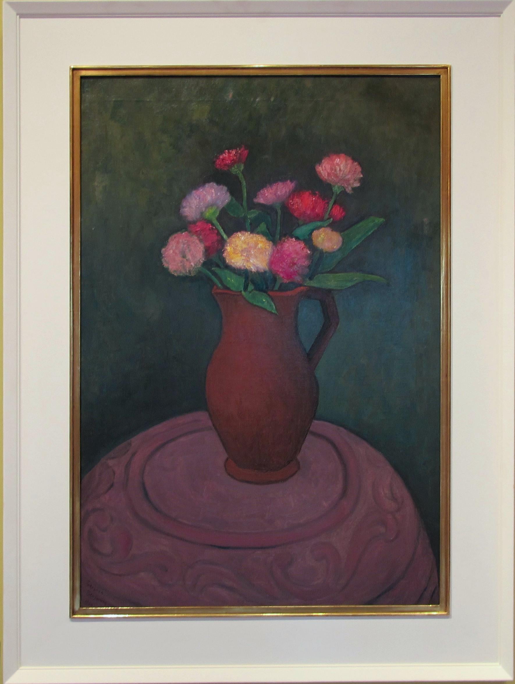 Still-Life Painting Gershon Benjamin - « Le four, les fleurs et le pichet