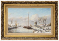 Gert-Jan Veenstra (b.1954)  - Contemporary Oil, Canal in Winter