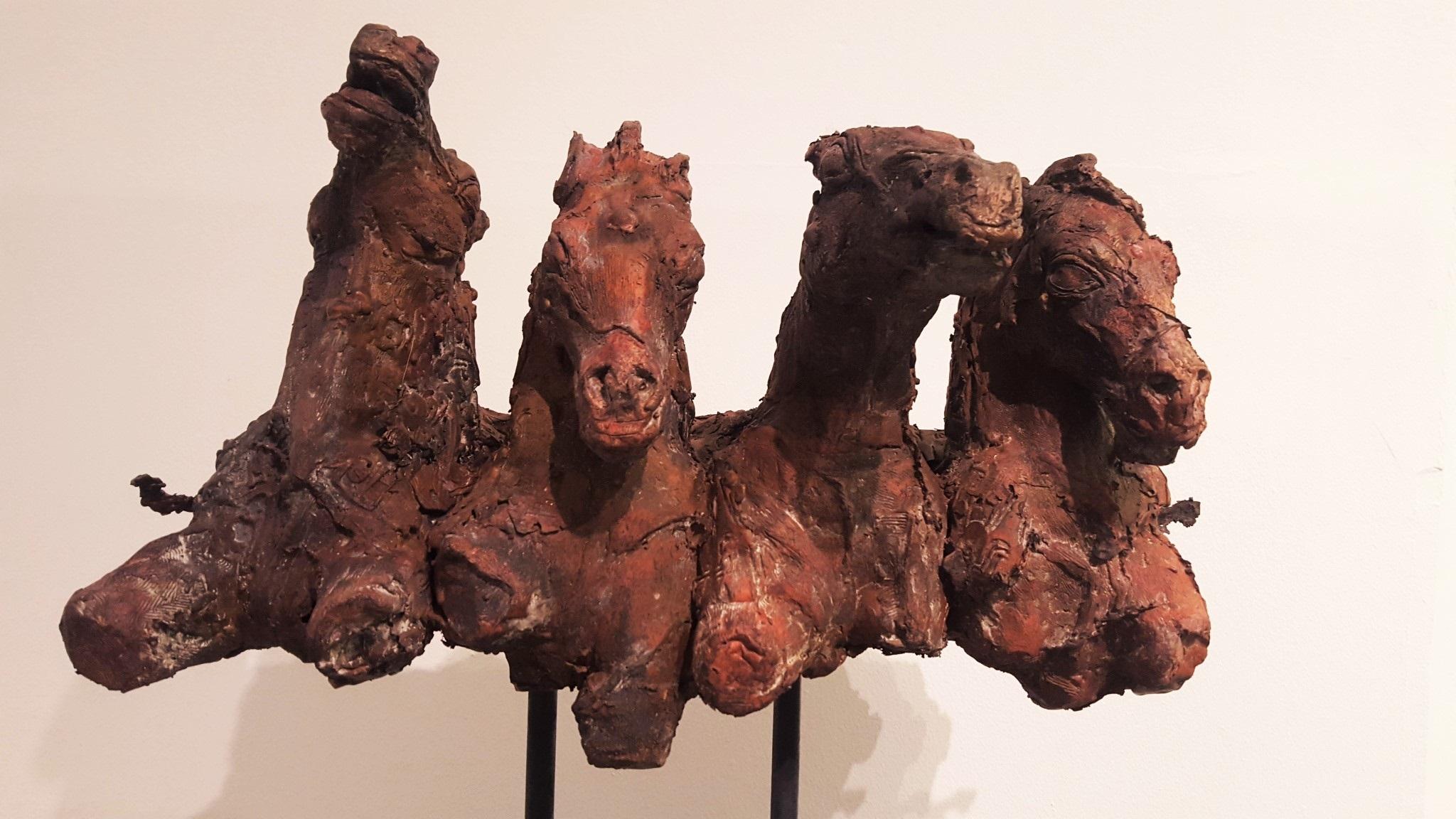 Gerti Bierenbroodspot Figurative Sculpture - Battle Of Kadesh Bronze Sculpture Horses Neo Classic Contemporary In Stock