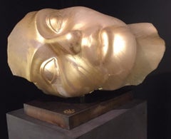 Dreaming Goddess Alabaster with Gold Head Sculpture In Stock