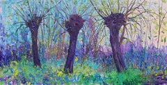 B-put 21.4 Pittura a olio su tela Alberi Salice Paesaggio Nature Moderno In magazzino.
