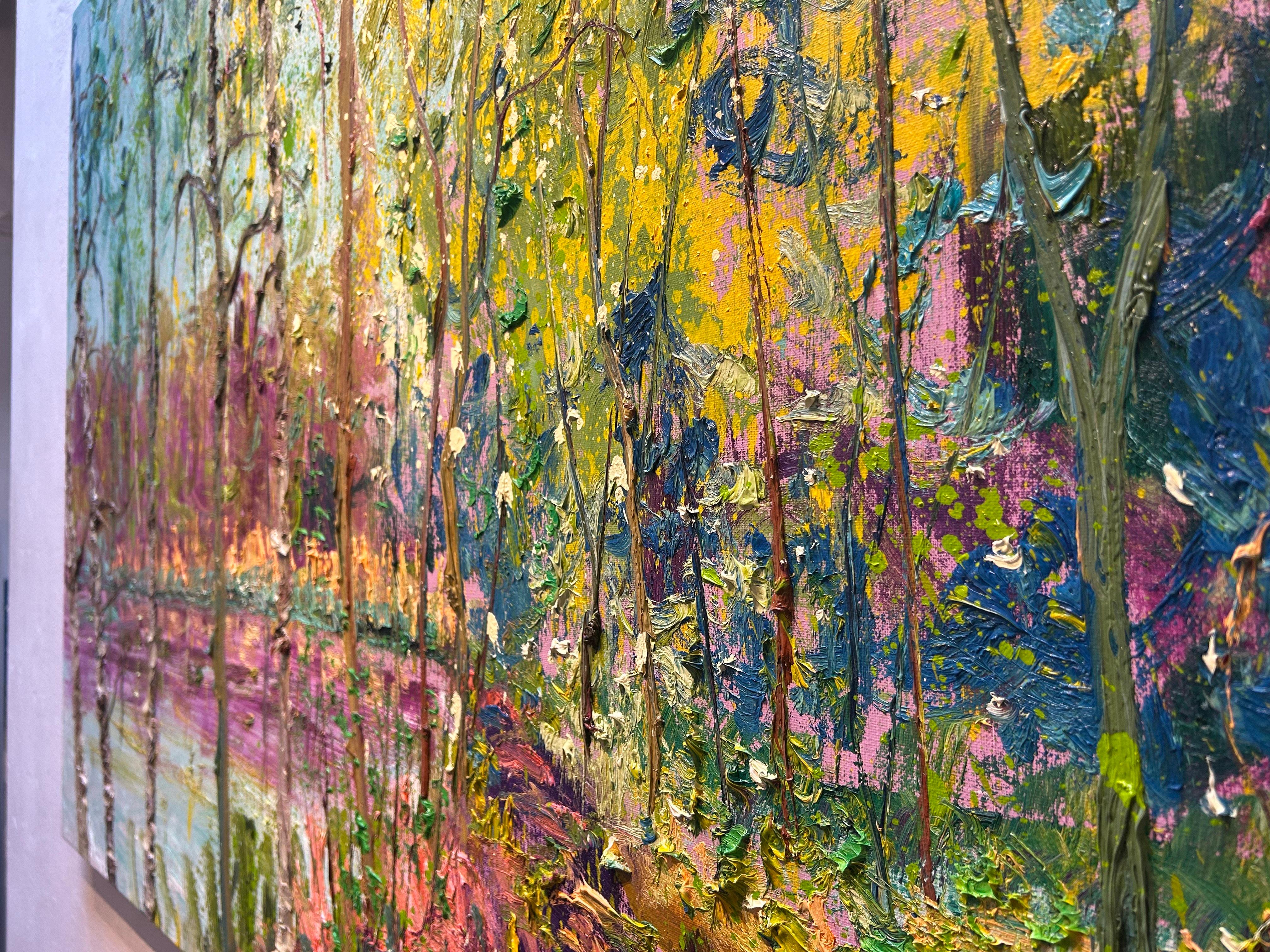 Derrière M 2 peinture à l'huile sur toile Nature Modern Outdoors Tree Forest en stock - Contemporain Painting par Gertjan Scholte-Albers