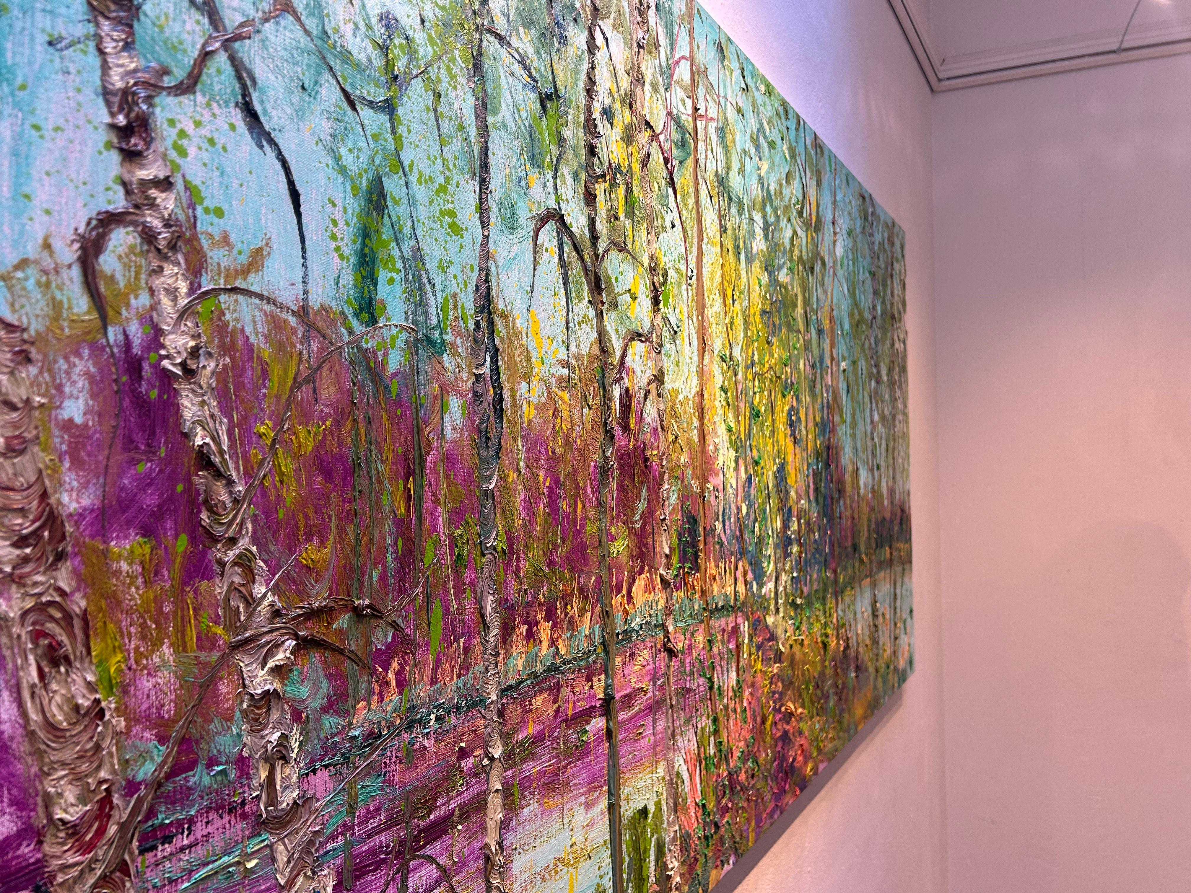 Derrière M 2 peinture à l'huile sur toile Nature Modern Outdoors Tree Forest en stock en vente 2