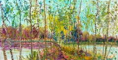 Behind M 2 Oil Painting on Canvas Nature Modern Outdoors Tree Forest In Stock