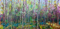Birch Late Summer Oil Painting on Canvas Outdoors Tree Modern Nature In Stock