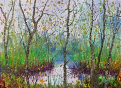 Late Summer Rectangle Oil Panting on Canvas Nature Outdoors Tree Modern En Stock