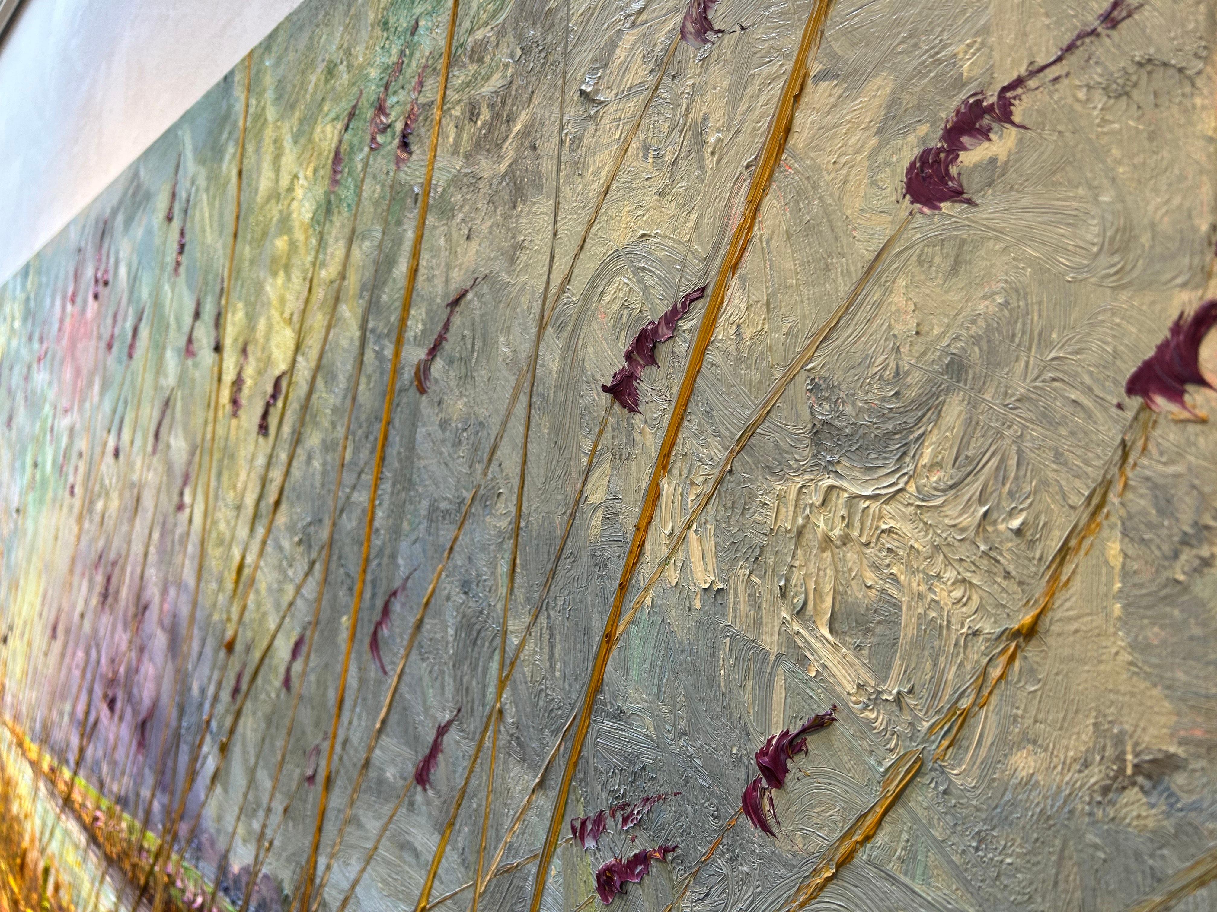 Lucht Land Water Riet Pittura a olio su tela Nature Modern Sky Outdoors In magazzino in vendita 1