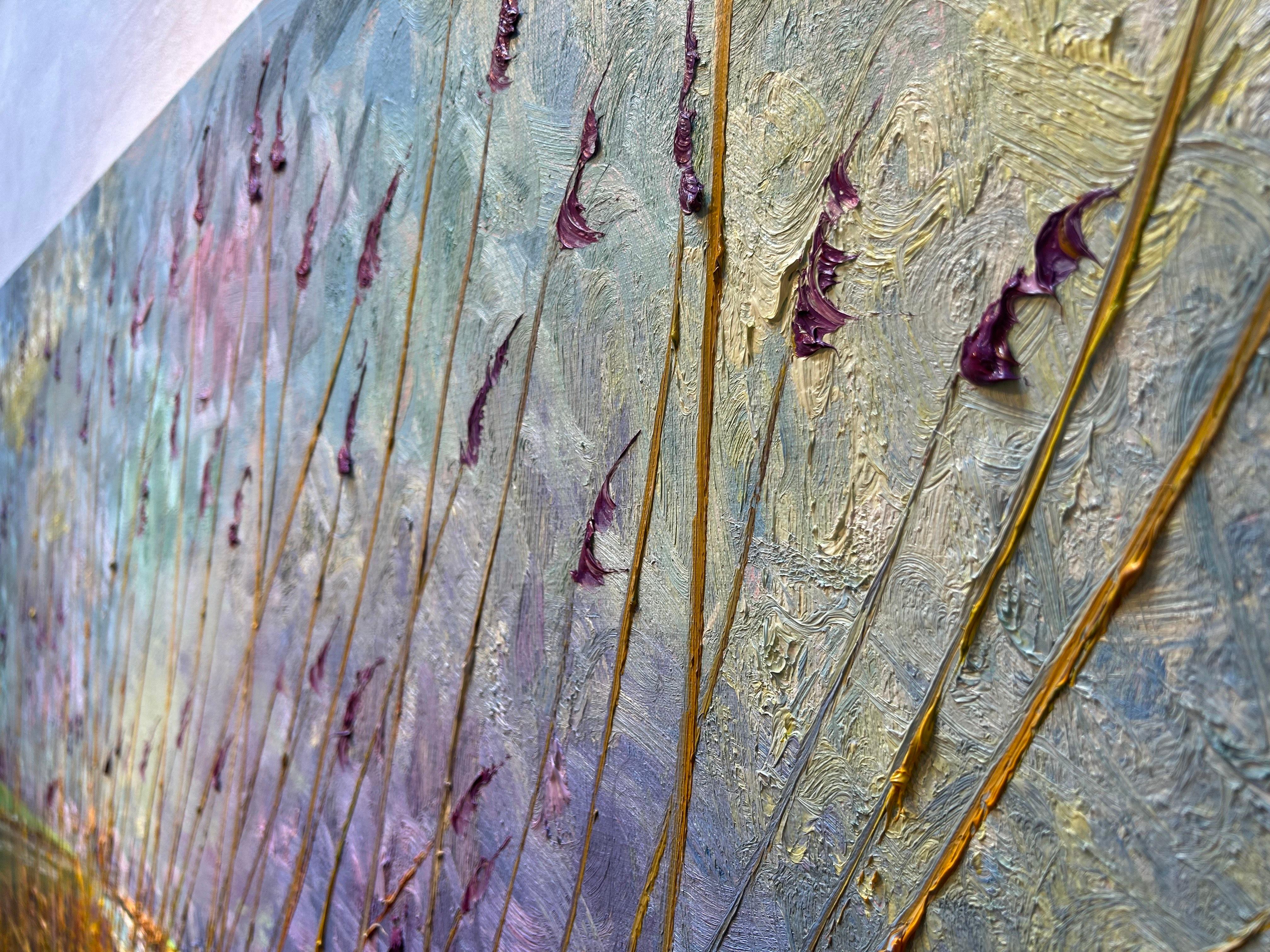 Lucht Land Water Riet Pittura a olio su tela Nature Modern Sky Outdoors In magazzino in vendita 4