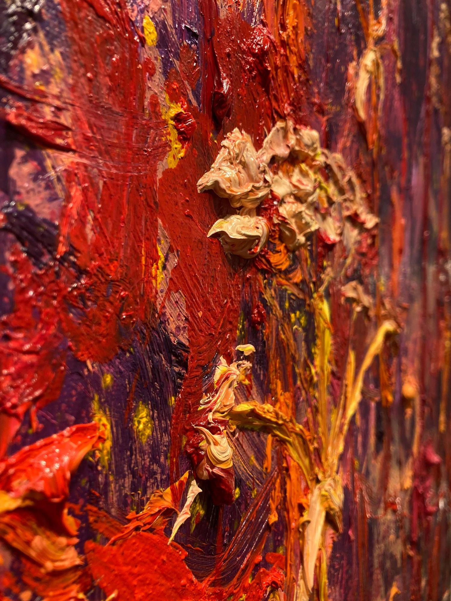 Magenta Pig Hogweed Oil Painting on Canvas Outdoors Modern Nature In Stock

Born in Valthermond, 1971 in The Netherlands. During his studies decided Gertjan to leave the concept of painting in a studio and embraced the rich experience of painting