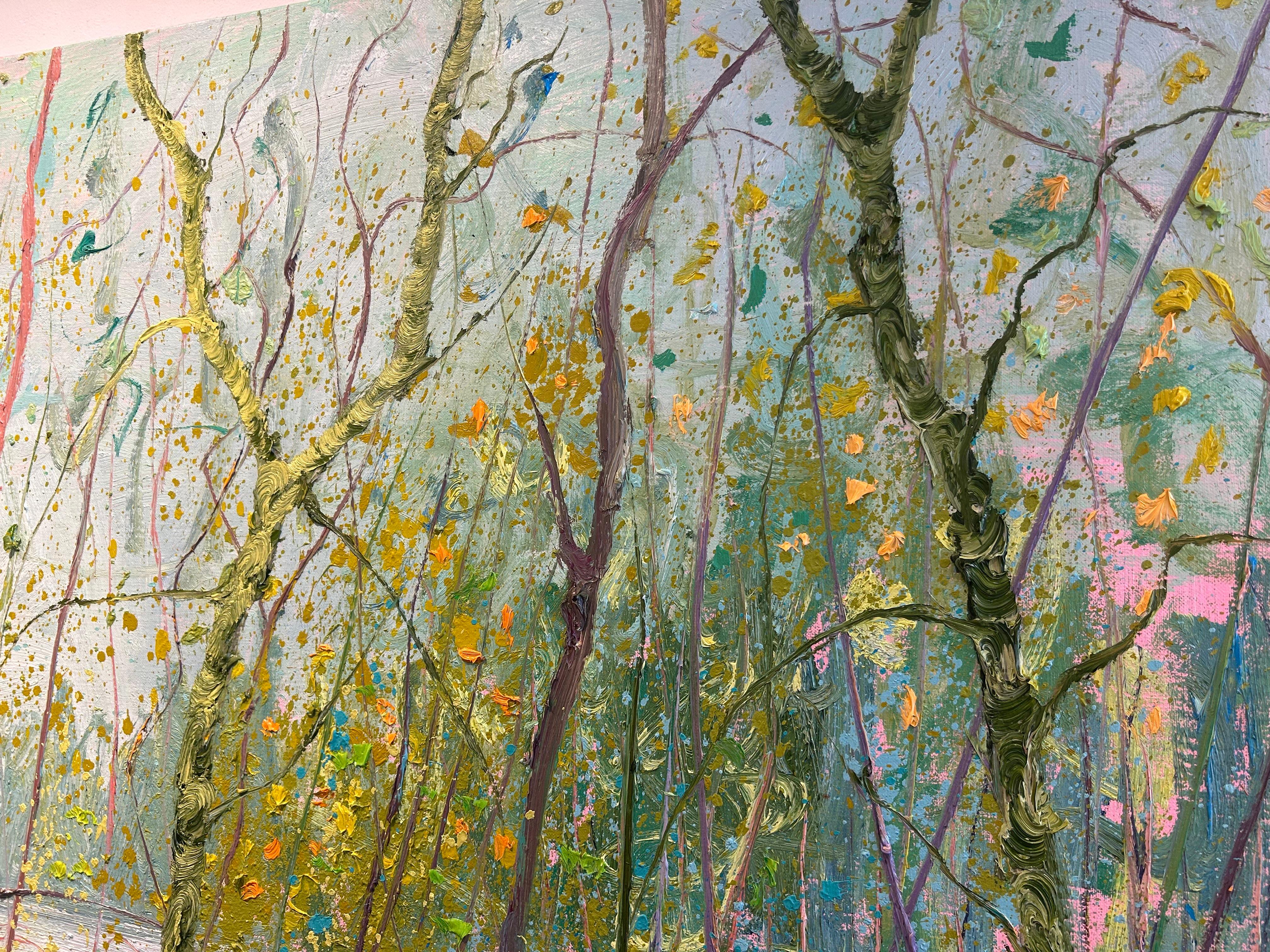 P Foggy Indian Summer Ölgemälde auf Leinwand Modern Nature Tree Outdoor Auf Lager im Angebot 1