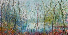 P Foggy Indian Summer Oil Painting on Canvas Modern Nature Tree Outdoor In Stock
