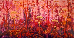 Red Small Hogweed Oil Painting Canvas Plein Air Outdoors Expressionism En Stock