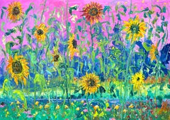 Tournesol Magenta M Oil Painting on Canvas Nature Tree Modern Outdoors In Stock
