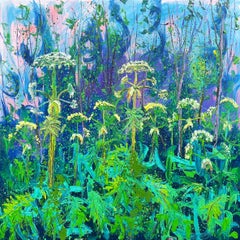 Ultramarine Hogweed Oil Painting on Canvas Nature Outdoor Painter Plein Air