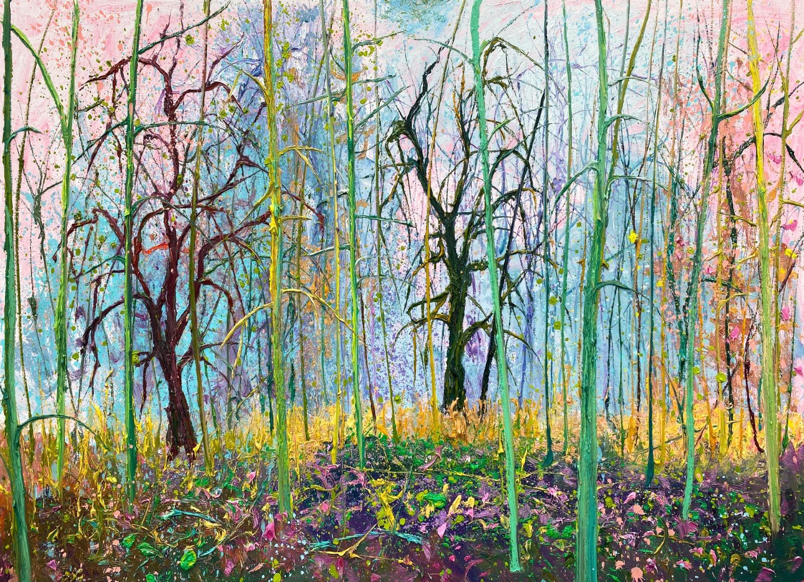 Gertjan Scholte-Albers Landscape Painting – Winsum up to the Nines 3, Ölgemälde auf Leinwand, Landschaft, moderne Landschaft, Baum, auf Lager