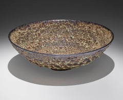 Gertrud and Otto Natzler Pale Green & Black Crater Bowl, 1956 (LACMA Exhibited)
