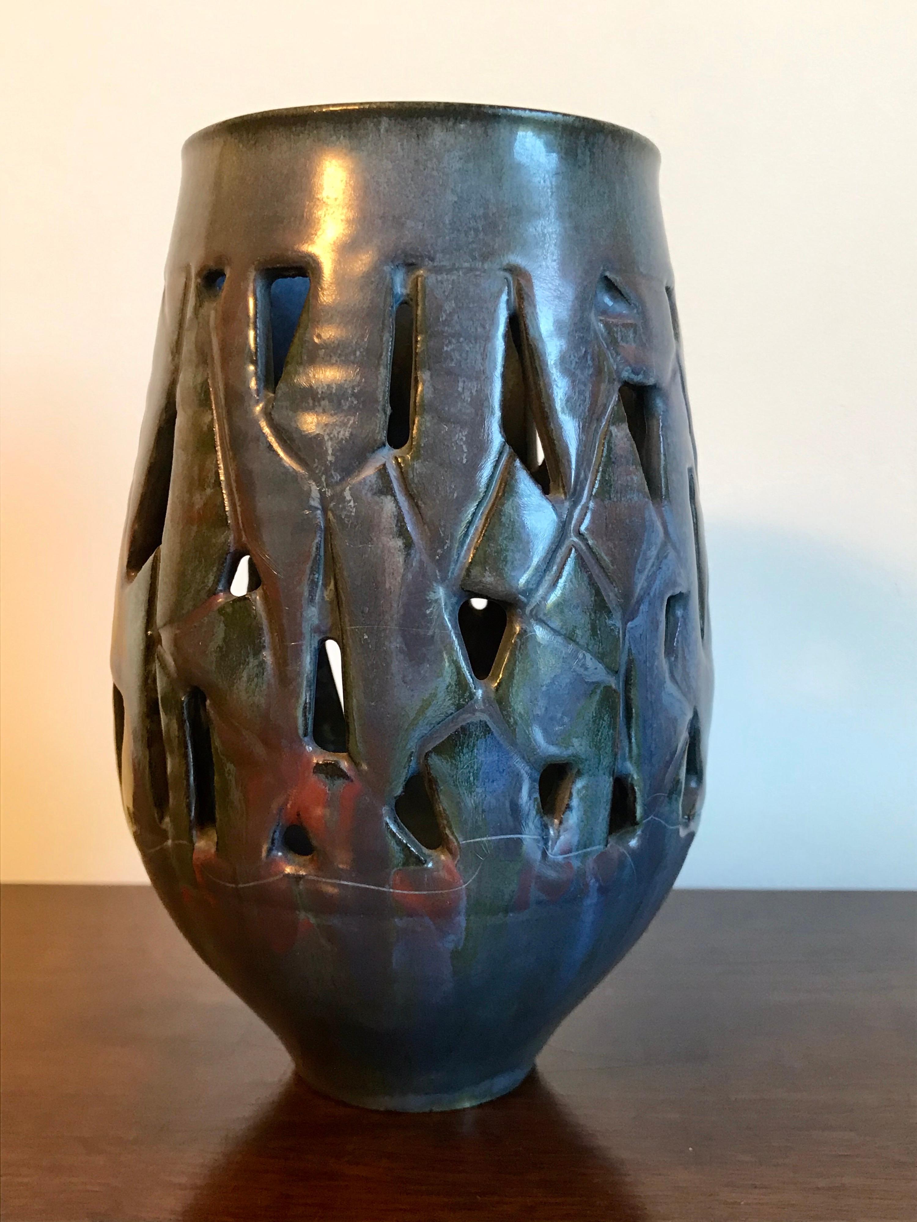 Ceramic Pierced Studio Pottery Lantern Gertrud + Otto Natzler  For Sale