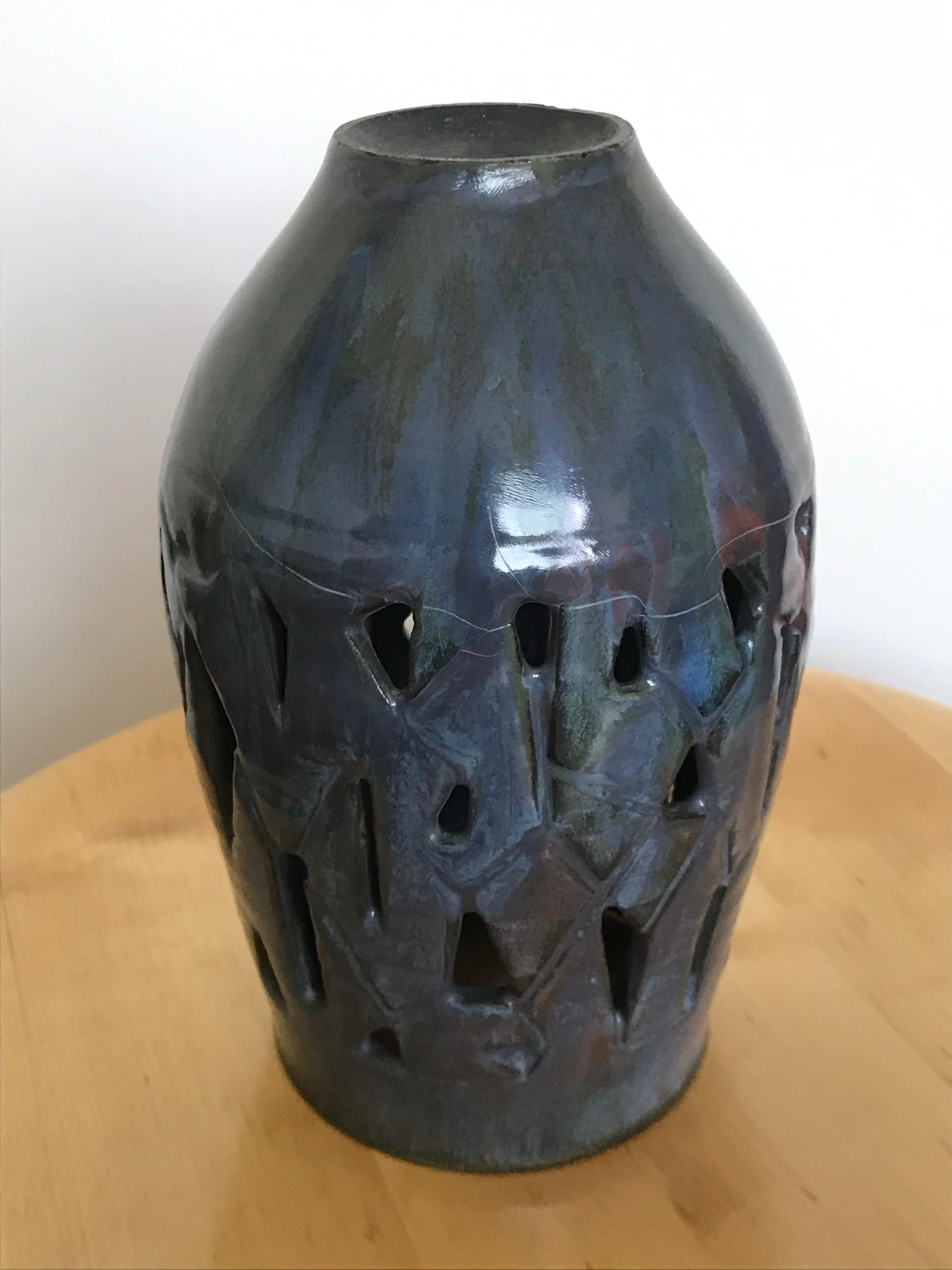 Mid-Century Modern Pierced Studio Pottery Lantern Gertrud + Otto Natzler  For Sale