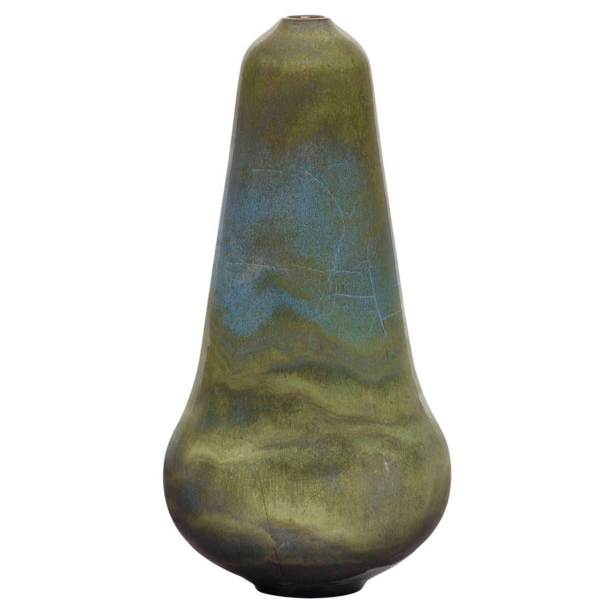 Gertrud and Otto Natzler Rare Mariposa Glaze Vase Form, 1963 For Sale