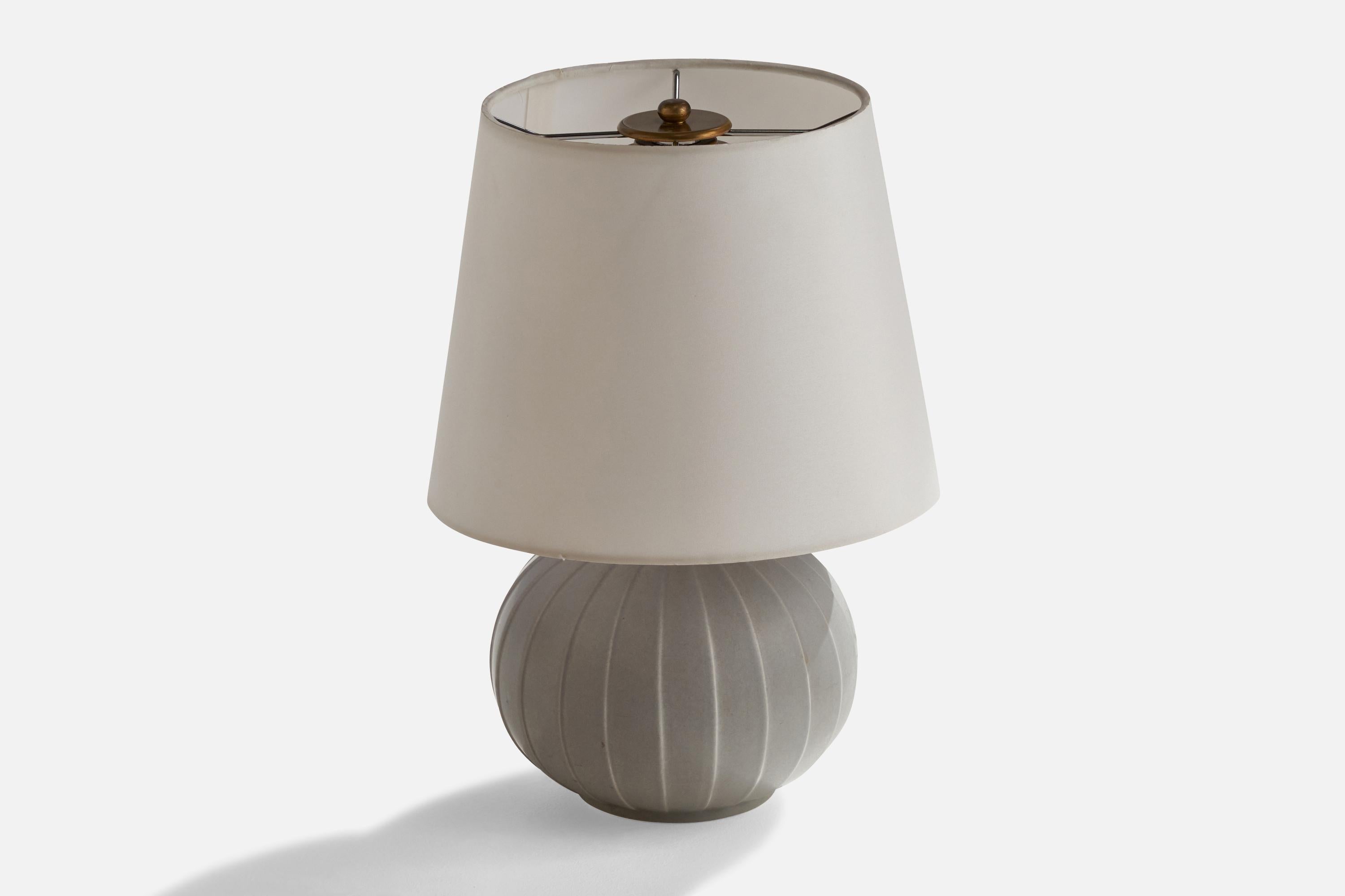 Vatican Gertrud Lönegren Attribution, Table Lamp, Stoneware, Sweden, 1940s For Sale