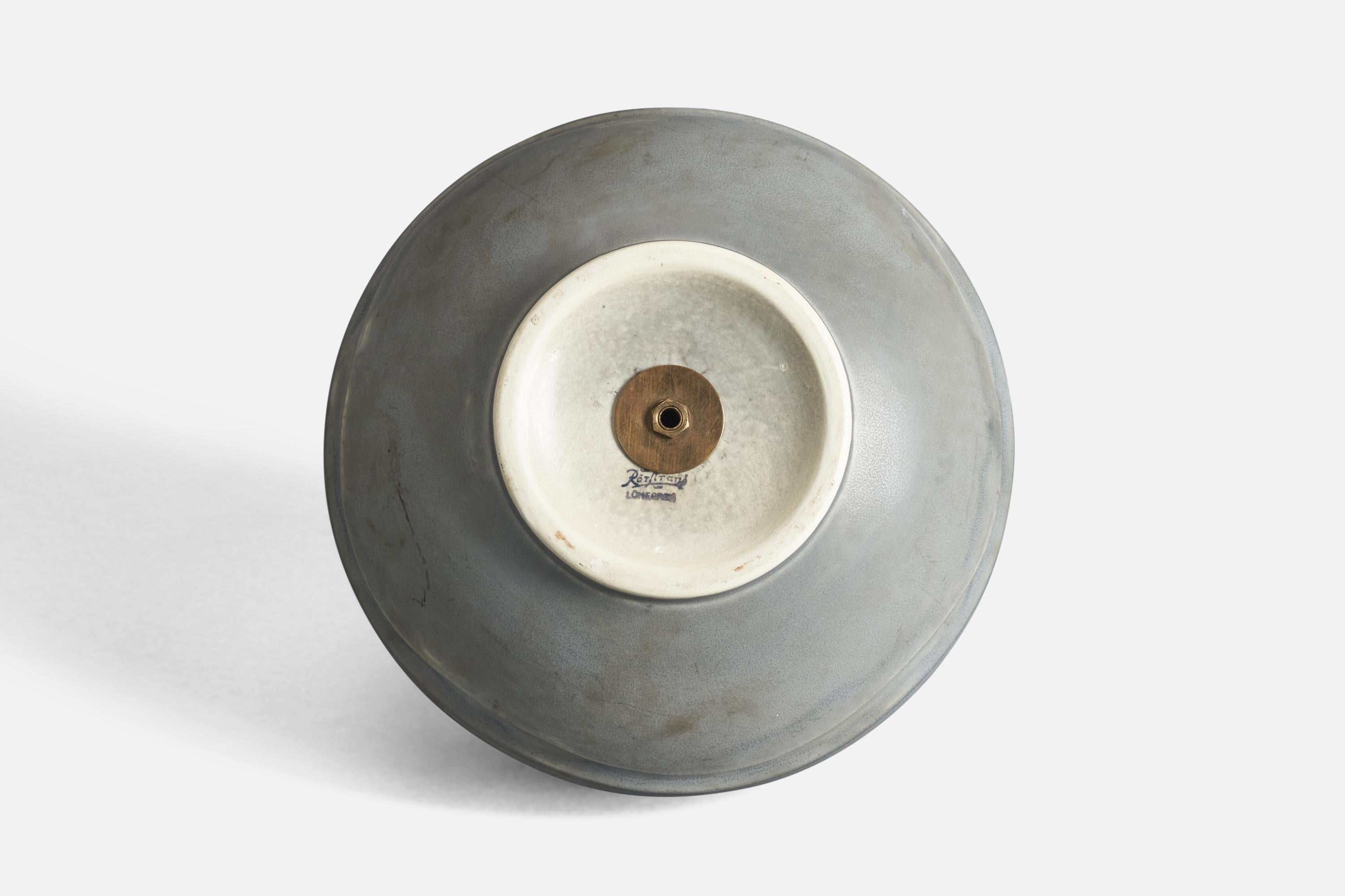 Vernissé Gertrud Lönegren, lampe de table, grès émaillé gris, Rörstrand, Suède, années 1950 en vente
