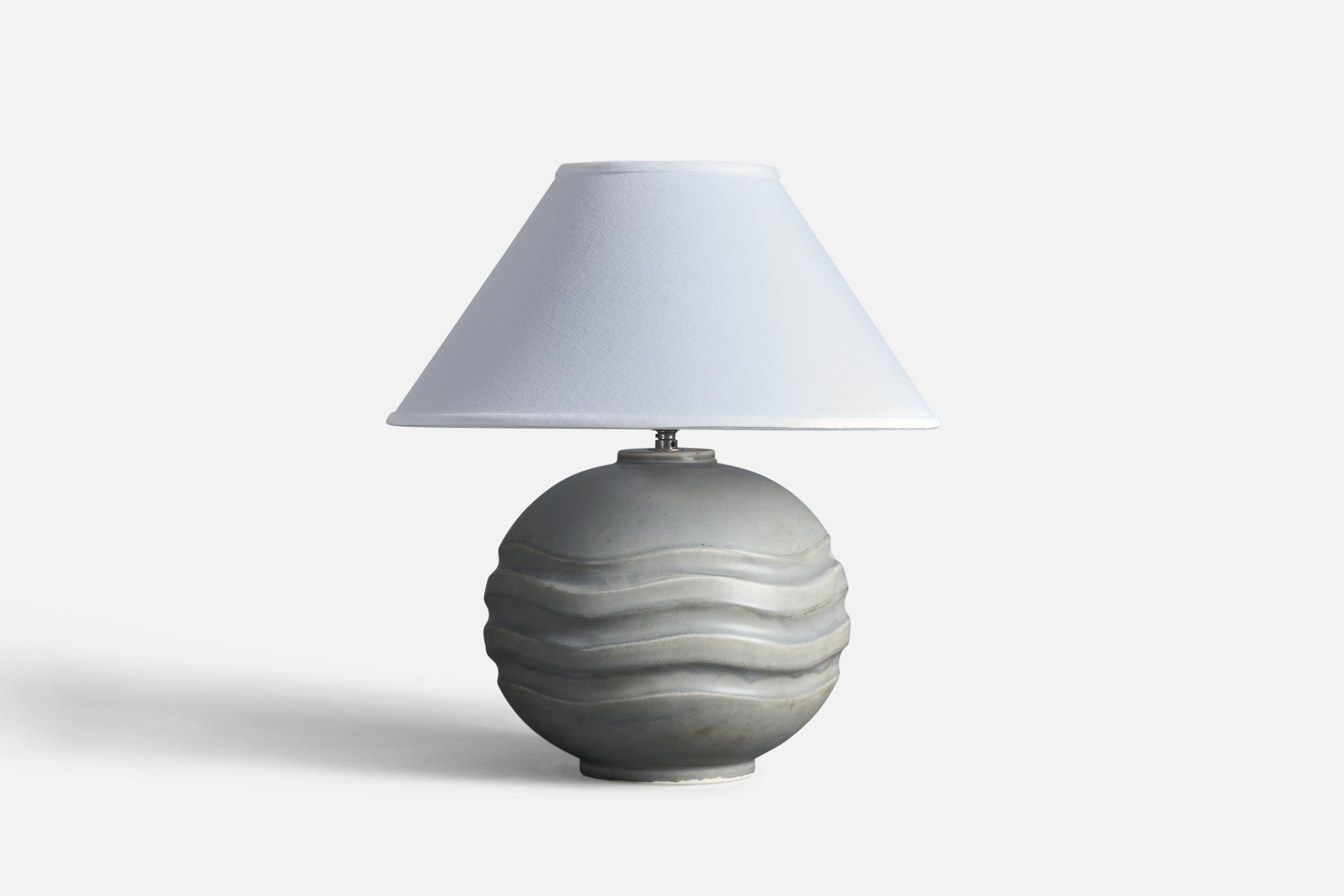 Gertrud Lönegren, Table Lamp, Grey Glazed Stoneware, Rörstrand, Sweden, 1950s For Sale