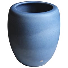 Gertrud Lönegren, Modernist Vase, Blue Glazed Stoneware, Rörstrand, 1950s