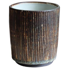 Gertrud Lönegren, Small Modernist Vase, Glazed Stoneware, Rörstrand, 1950s