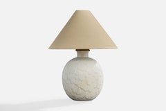Gertrud Lönegren, Table Lamp, Stoneware, Brass, Fabric, Sweden, 1940s