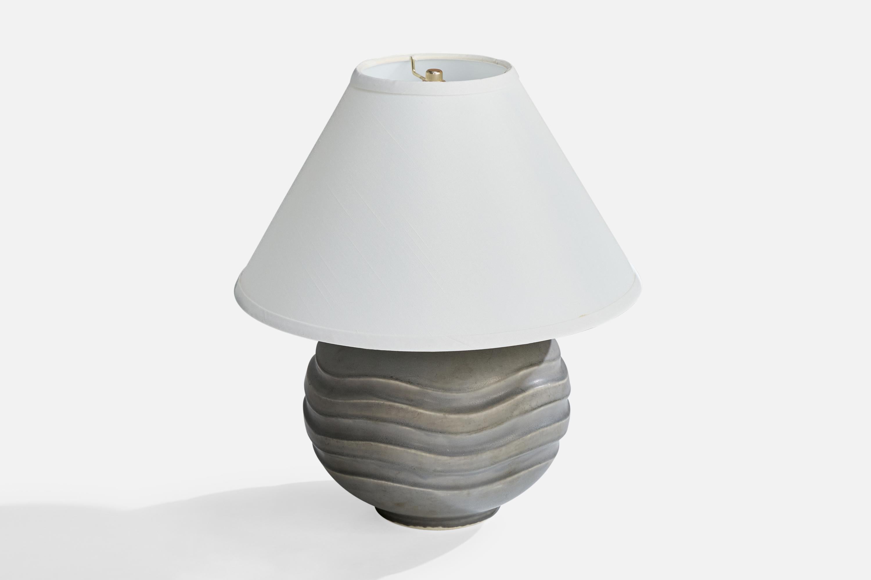 Scandinavian Modern Gertrud Lönegren, Table Lamp, Stoneware, Sweden, 1940s For Sale