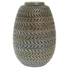 Gertrude Lonegren Jarrón de cerámica esmaltada de color con textura, Rorstrand, años 40