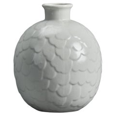 Vintage Gertrud Lönegren, Vase, White-Glazed Stoneware, Sweden, 1950s