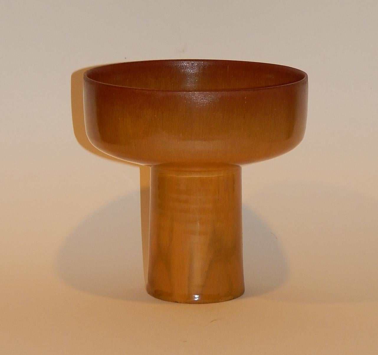 20th Century Gertrud and Otto Natzler Butterscotch Glaze Studio Pottery Footed Vase