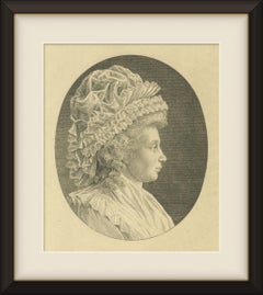 Gertrud Sarasin-Battier, Original Antique Physionotrace Engraving, circa 1790