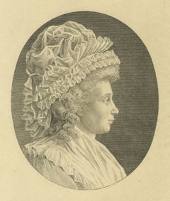 Gertrud Sarasin-Battier, Original Antique Physionotrace Engraving, circa 1790