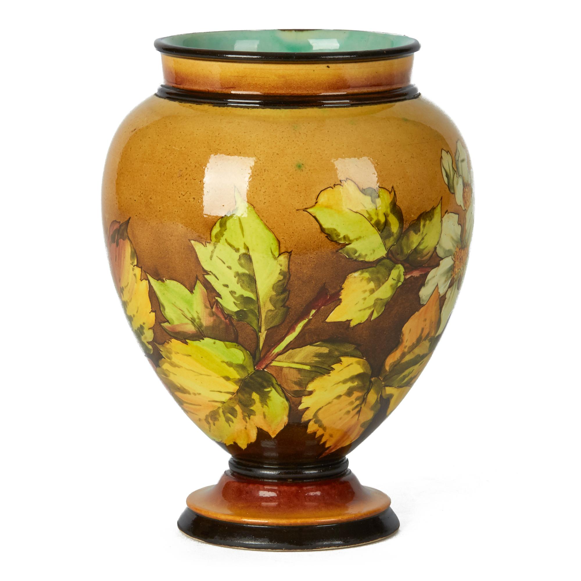 Gertrud Smith Doulton Lambeth Faience Floral Painted Vase, circa 1882 In Good Condition In Bishop's Stortford, Hertfordshire