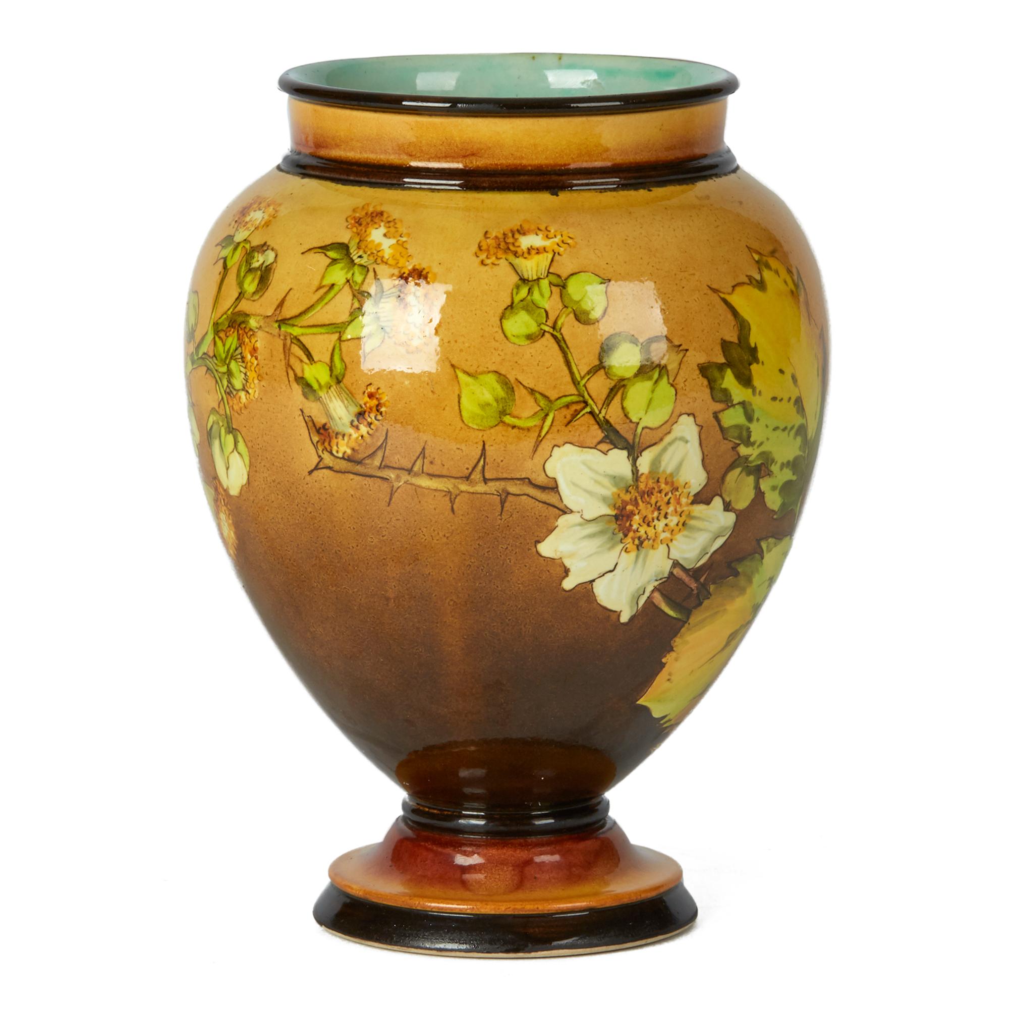 Late 19th Century Gertrud Smith Doulton Lambeth Faience Floral Painted Vase, circa 1882