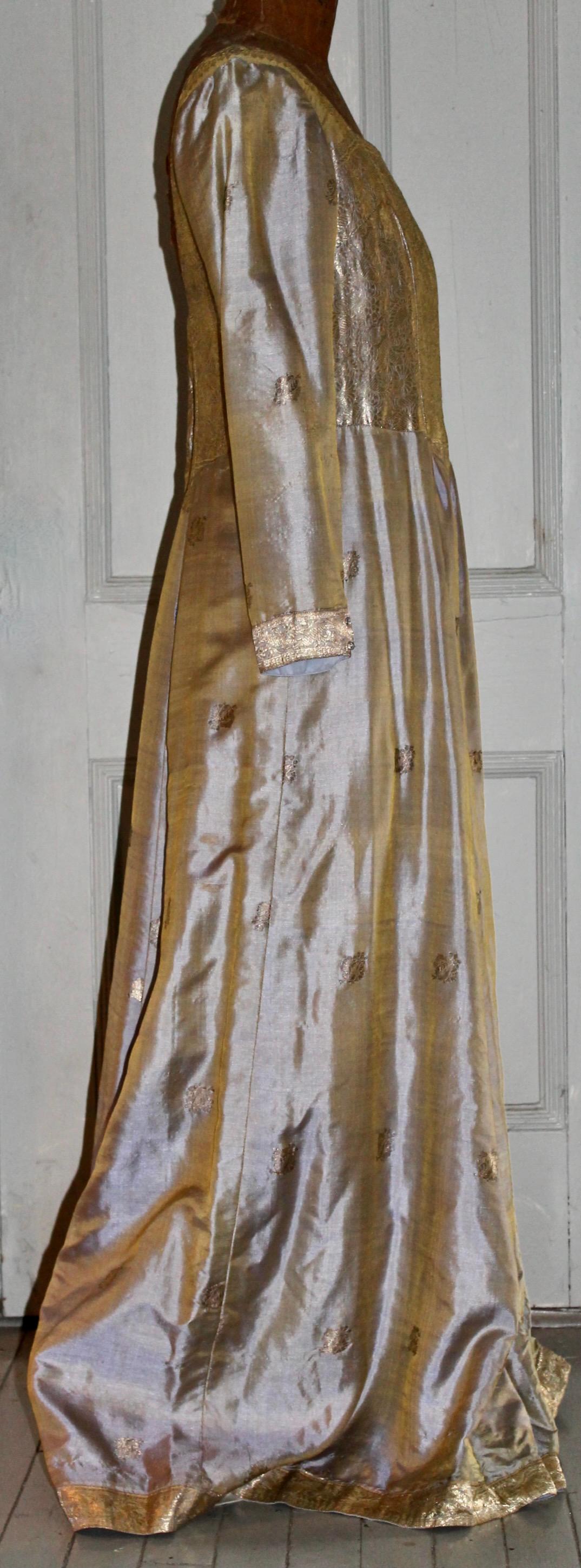 Gertrude Arzt of Huntington (Texas) Silk/Satin Metallic Gold Gown For Sale 2